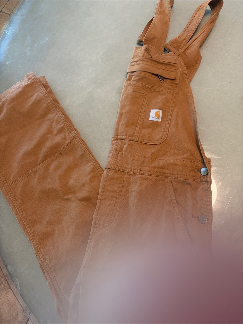 Carhartt Tan Duck Canvas Bib Overalls with Pocket Patch - Picture 2 of 4